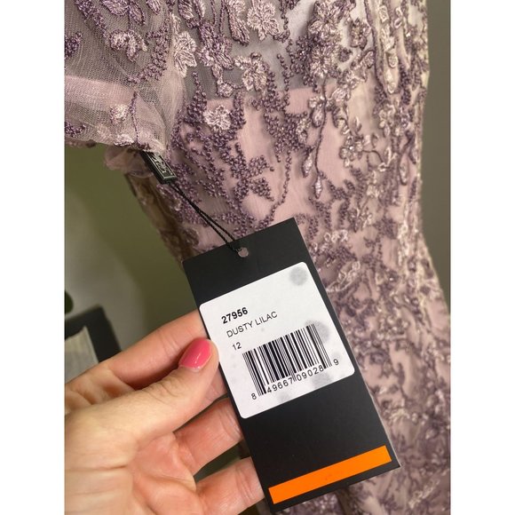 La Femme 27956 Lace Column Gown Dusty Lilac Women's Size 12 - Picture 10 of 11